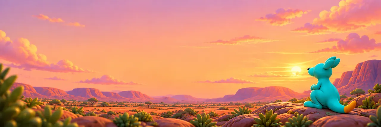 Roo watching the sunset over the Outback.